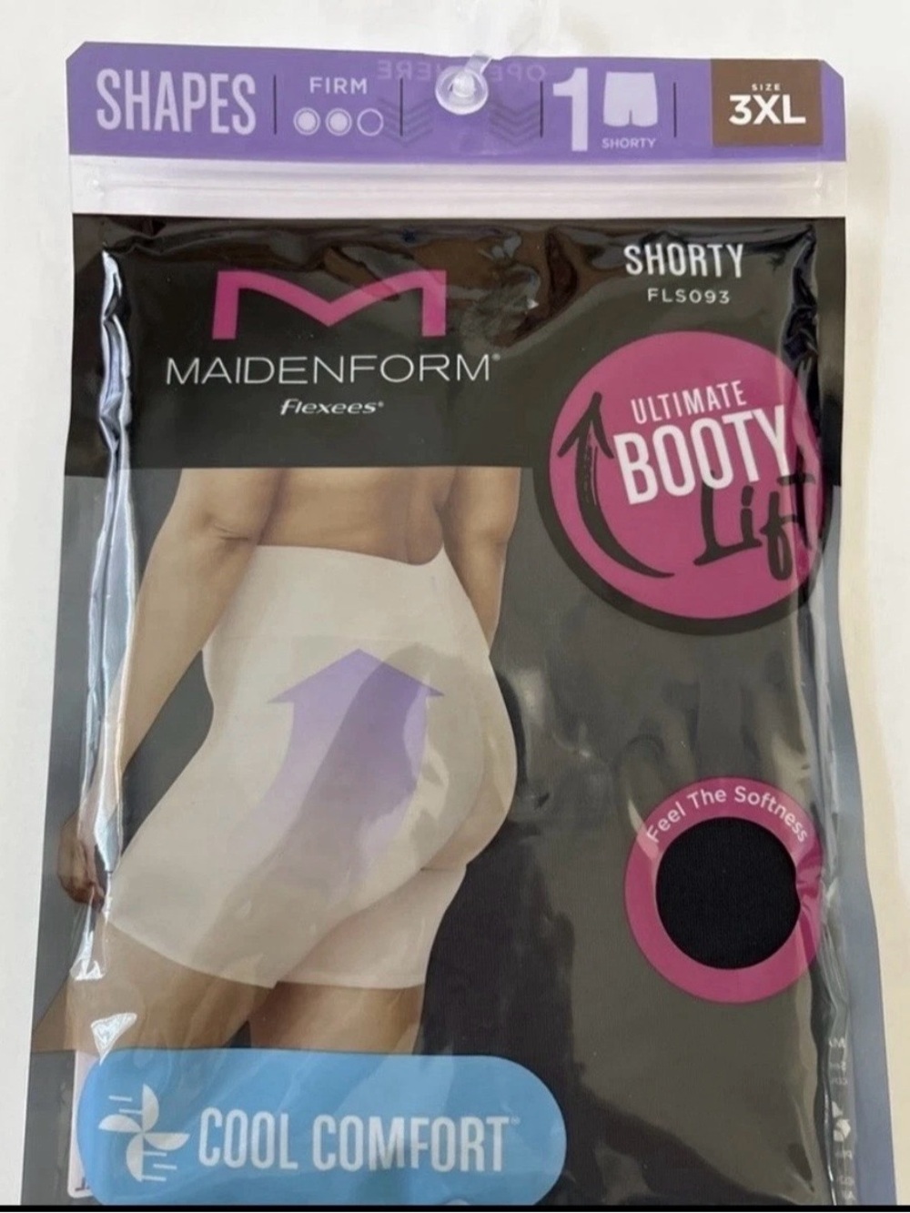Maidenform Flexees Shorty Ultimate Booty Lift 3XL Black